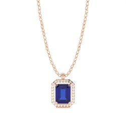 Prong Setting Halo Blue Sapphire Pendant