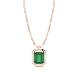 Prong Setting Halo Emerald Pendant