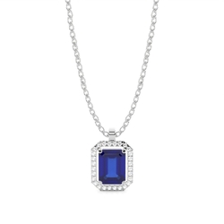 Zinkeneinstellung Halo Blue Sapphire Anhänger