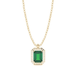 Prong Setting Halo Emerald Pendant