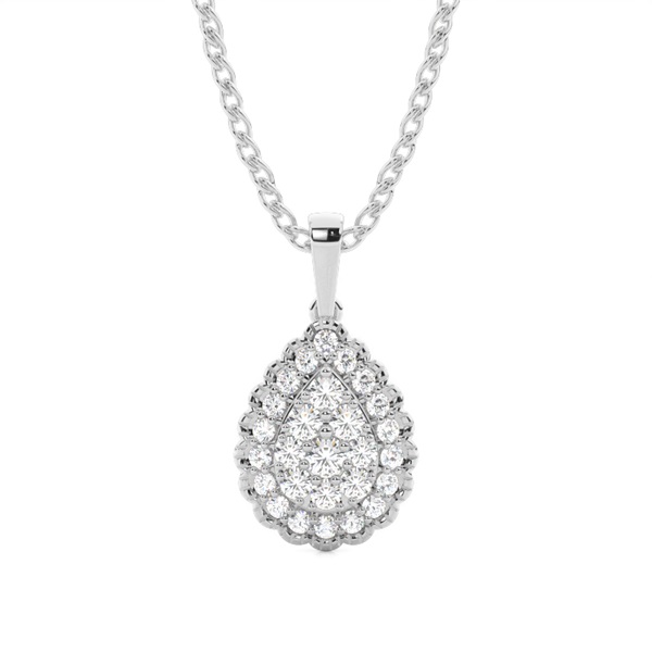 Shared Prong Setting Round Diamond Cluster Pendant
