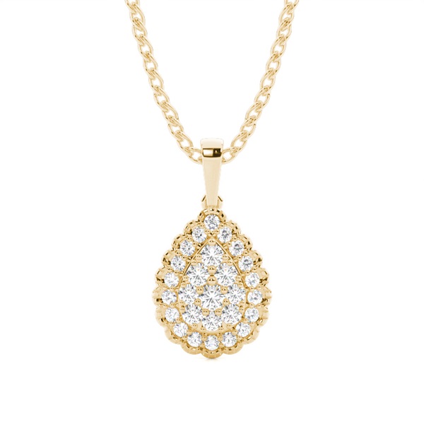Shared Prong Setting Round Diamond Cluster Pendant