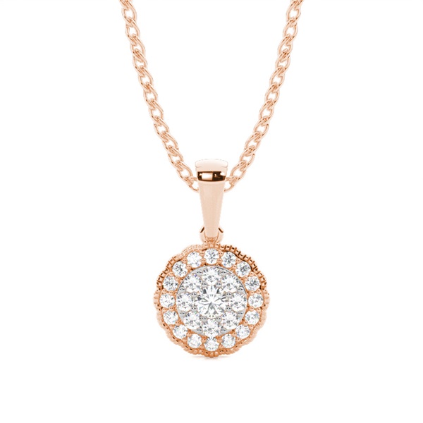 Shared Prong Setting Round Diamond Cluster Pendant