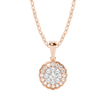Shared Prong Setting Round Diamond Cluster Pendant
