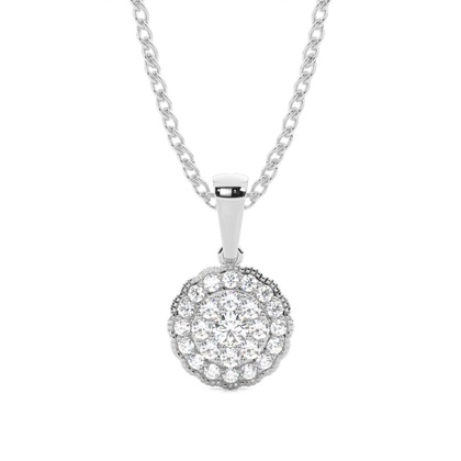 Shared Prong Setting Round Diamond Cluster Pendant