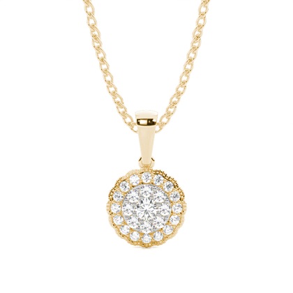 Shared Prong Setting Round Diamond Cluster Pendant