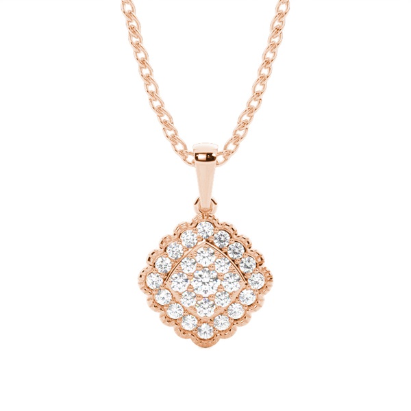 Shared Prong Setting Round Diamond Cluster Pendant