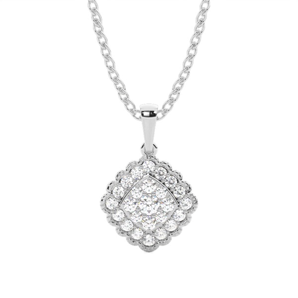 Shared Prong Setting Round Diamond Cluster Pendant