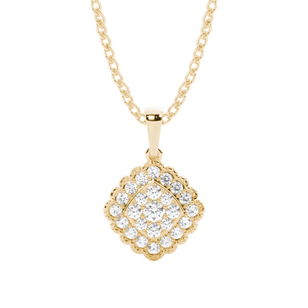 Shared Prong Setting Round Diamond Cluster Pendant