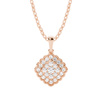 Shared Prong Setting Round Diamond Cluster Pendant