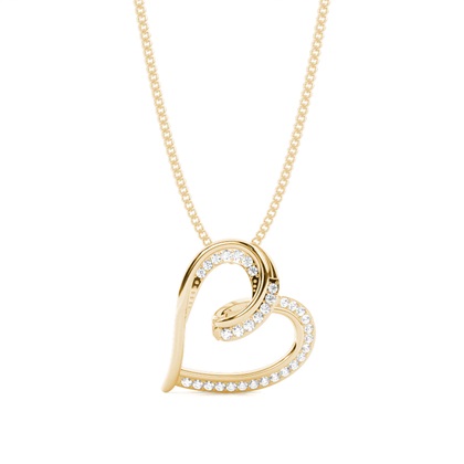 Yellow Gold Heart Diamond Pendants