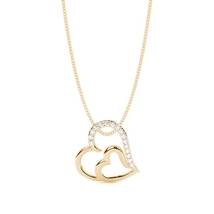 Yellow Gold Heart Diamond Pendants