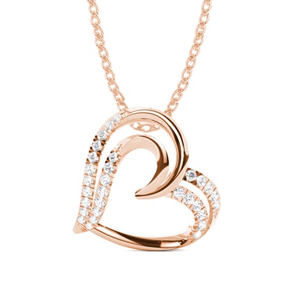 Rose Gold Heart Diamond Pendants