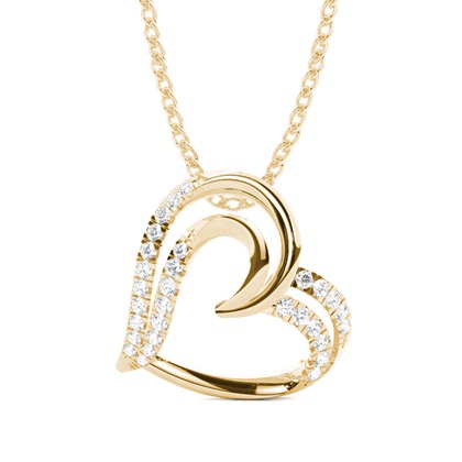 Yellow Gold Heart Diamond Pendants
