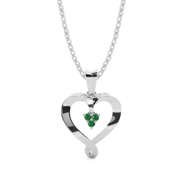 Prong Setting Emerald Heart Pendant