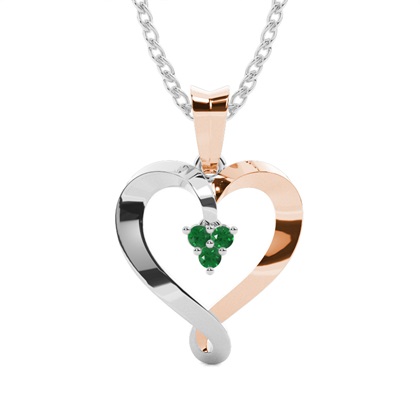 Prong Setting Emerald Heart Pendant