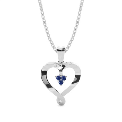 Prong Setting Blue Sapphire Heart Pendant