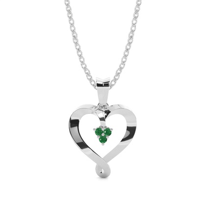 Prong Setting Emerald Heart Pendant