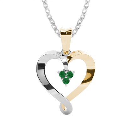 Prong Setting Emerald Heart Pendant
