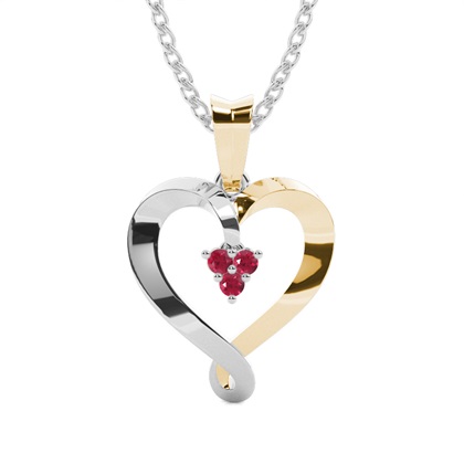 Prong Setting Ruby Heart Pendant