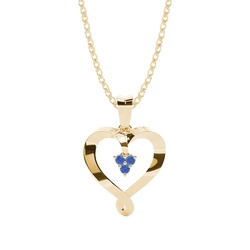 Prong Setting Blue Sapphire Heart Pendant