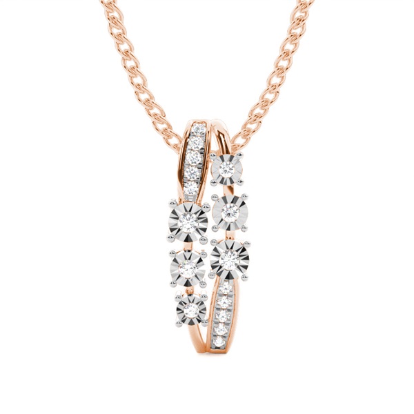 Illusion Plate Prong Setting Round Diamond Cluster Pendant
