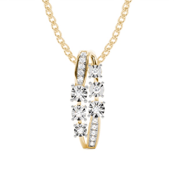 Illusion Plate Prong Setting Round Diamond Cluster Pendant