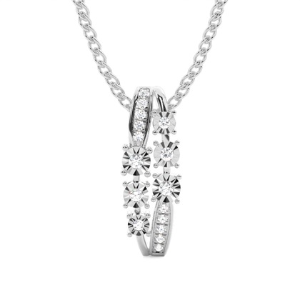 White Gold Cluster Diamond Pendants Necklaces