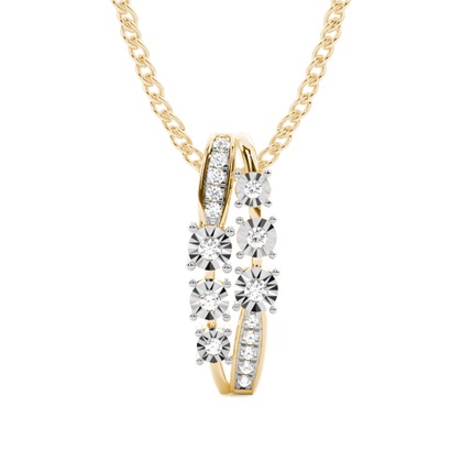 Illusion Plate Prong Setting Round Diamond Cluster Pendant