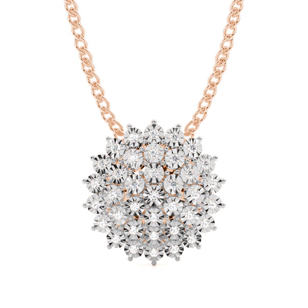 Illusion Plate Prong Setting Round Diamond Cluster Pendant
