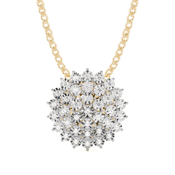 Illusion Plate Prong Setting Round Diamond Cluster Pendant