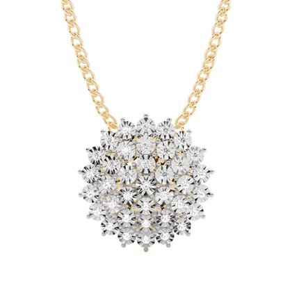 Yellow Gold Cluster Diamond Pendants