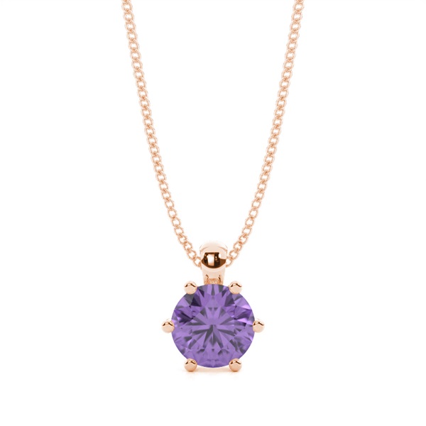 Prong Setting Amethyst Solitaire Pendant