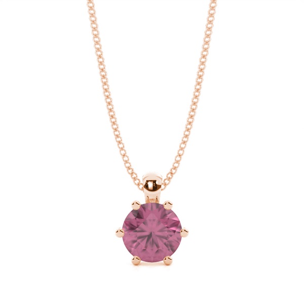 Prong Setting Pink Tourmaline Solitaire Pendant