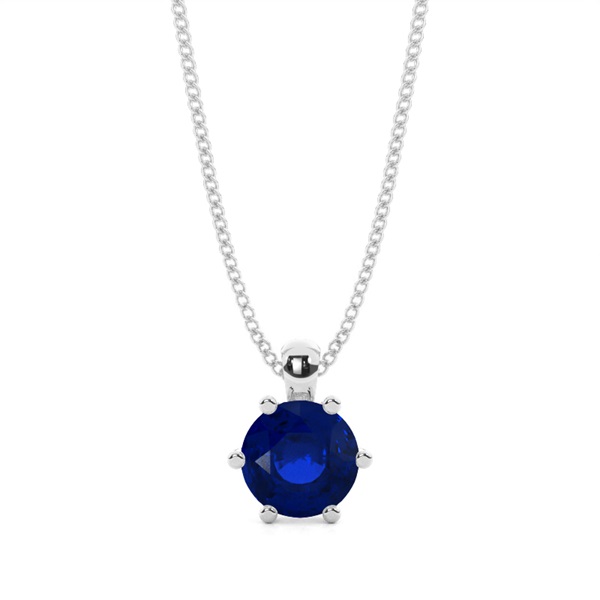 Prong Setting Blue Sapphire Solitaire Pendant