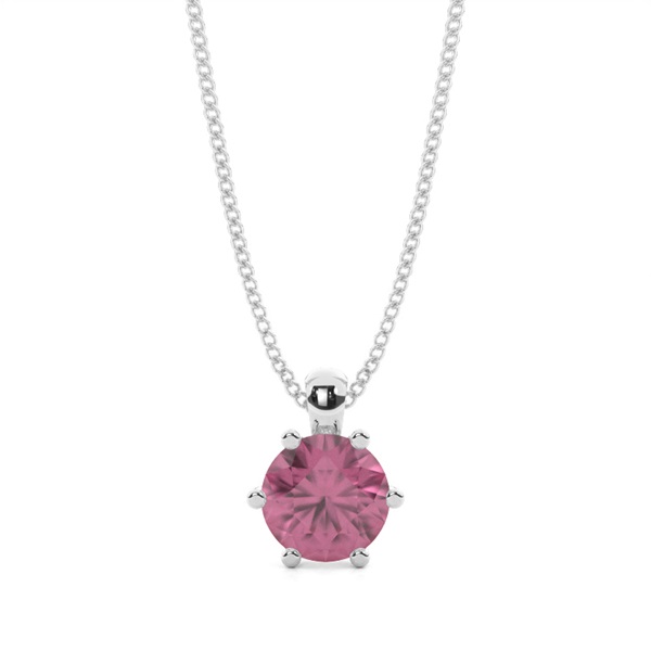 Prong Setting Pink Tourmaline Solitaire Pendant