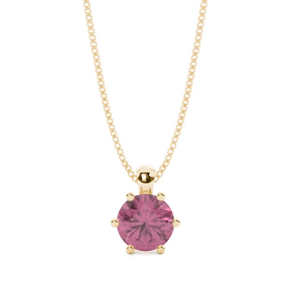 Prong Setting Pink Tourmaline Solitaire Pendant