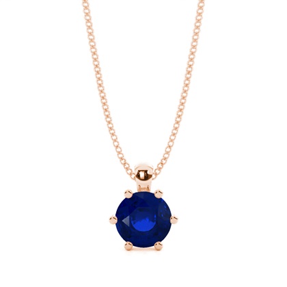 Prong Setting Blue Sapphire Solitaire Pendant