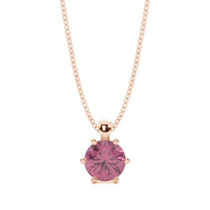 Prong Setting Pink Tourmaline Solitaire Pendant