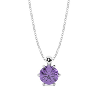 Prong Setting Amethyst Solitaire Pendant