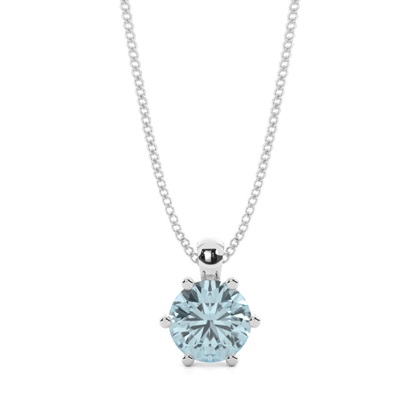 Prong Setting Aquamarine Solitaire Pendant