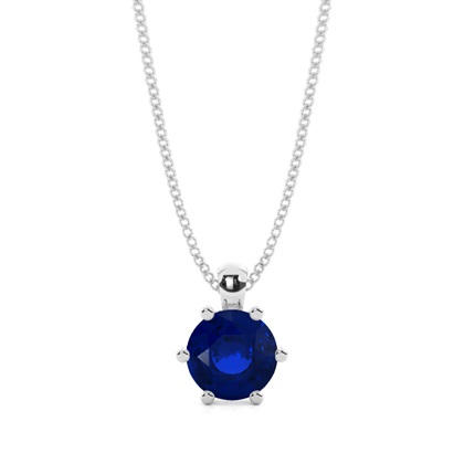 Prong Setting Blue Sapphire Solitaire Pendant