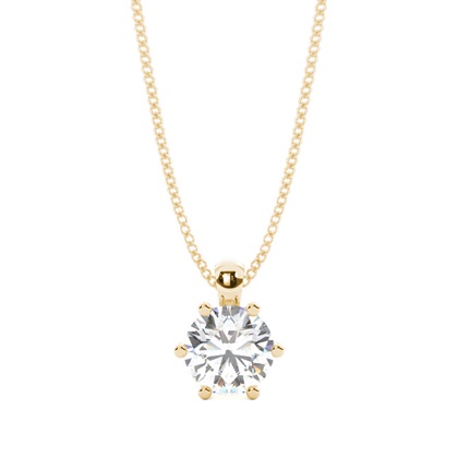 Yellow Gold Solitaire Diamond Pendants Necklaces