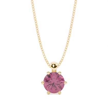 Prong Setting Pink Tourmaline Solitaire Pendant