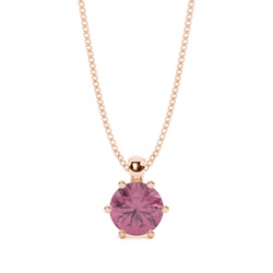 Prong Setting Pink Tourmaline Solitaire Pendant
