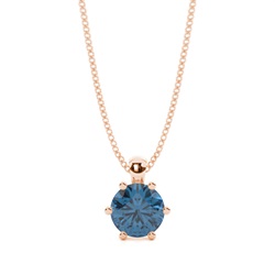 Prong Setting Blue Topaz Solitaire Pendant