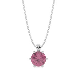 Prong Setting Pink Tourmaline Solitaire Pendant