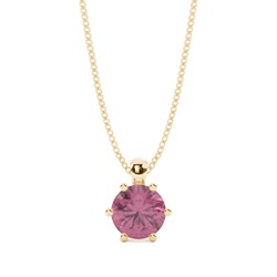 Prong Setting Pink Tourmaline Solitaire Pendant