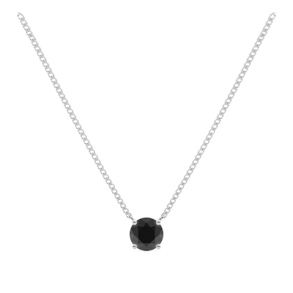 Round Black Diamond Solitaire Pendant