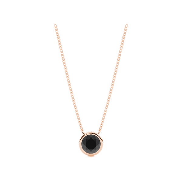 Bezel Set Round Black Diamond Solitaire Pendant